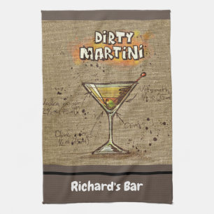 Dirty Martini Rezept Personalisierte Bar Burlap Geschirrtuch