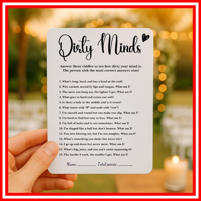 Dirty Minds Brautparty Game Spaß Funny Adult Einladung (Von Creator hochgeladen)