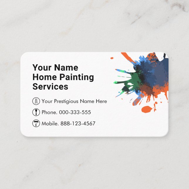 Dirty Paint Splatter Home Painting Painter Visitenkarte (Vorderseite)