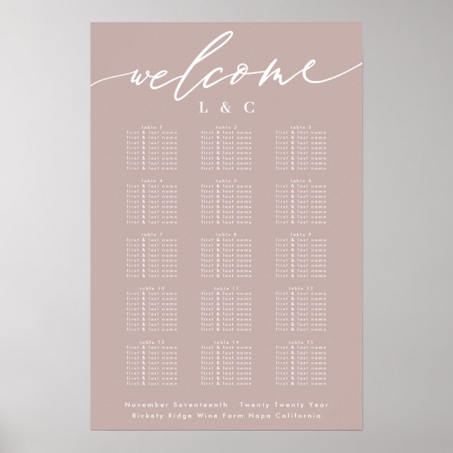 Dirty Pink Taupe Calligrafy Welcome Seekarte Poster (Vorne)