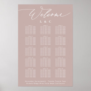Dirty Pink Taupe Calligrafy Welcome Seekarte Poster