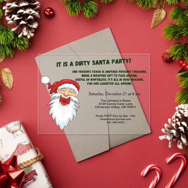 Dirty Santa Gift Exchange mit Laughing Santa Acryleinladungen (Insitu (Feiertag))