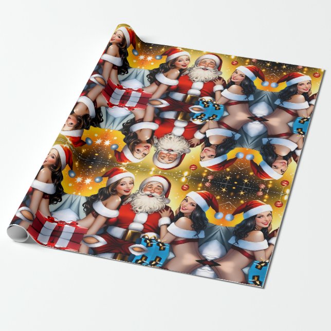 Dirty Santa's festliche Nacht mit Weihnachtsjubeln Geschenkpapier (Ungerollt)