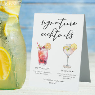Dirty Shirley Lemon Drop Signature Cocktails Menü Tischaufsteller