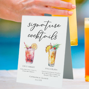 Dirty Shirley Piña Colada Signature Cocktails Menü Tischaufsteller