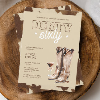 Dirty Sixty Western-Rustikale 60. Geburtstagsfeier Einladung