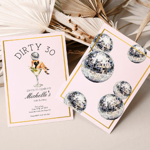 Dirty Thirty 30. Geburtstagsfeier Disco Martini  Einladung