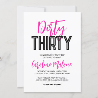 Dirty Thirty Birthday Einladung