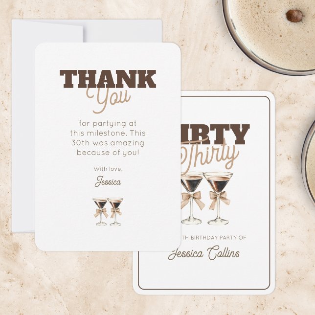 Dirty Thirty Coctail Espresso Martini 30 Geburtsta Dankeskarte (Dirty Thirty Coctail Espresso Martini 30 Birthday Thank You Card)