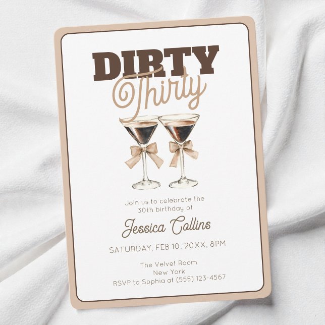 Dirty Thirty Espresso Cocktail 30. Geburtstag Part Einladung (Dirty Thirty Espresso Cocktail 30th Birthday Party Invitation)