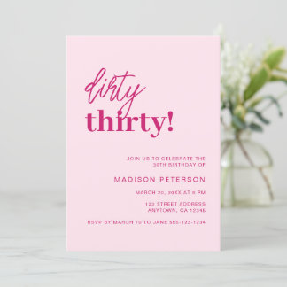Dirty Thirty Modern Blush Pink Geburtstagsparty Einladung