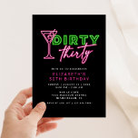 Dirty Thirty Neon Green & Pink 30. Geburtstag Einladung<br><div class="desc">Dieses helle und lustige Neon Green & Pink Design ist bereit für eine Geburtstagsparty!</div>