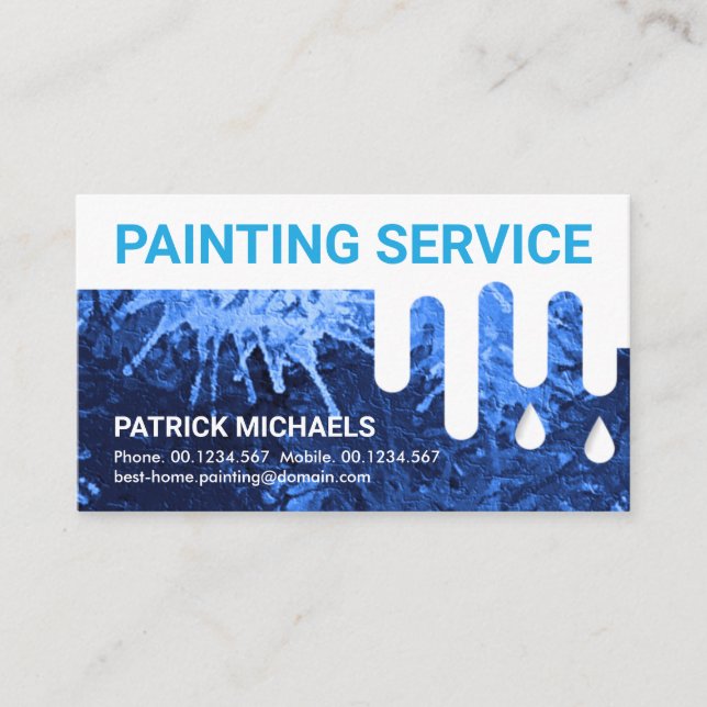 Dirty Wall Dripping Nass Paint Painting Service Visitenkarte (Vorderseite)