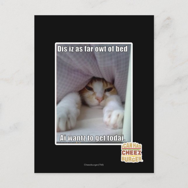 Dis iz bis zum Bett. Postkarte (Vorderseite)
