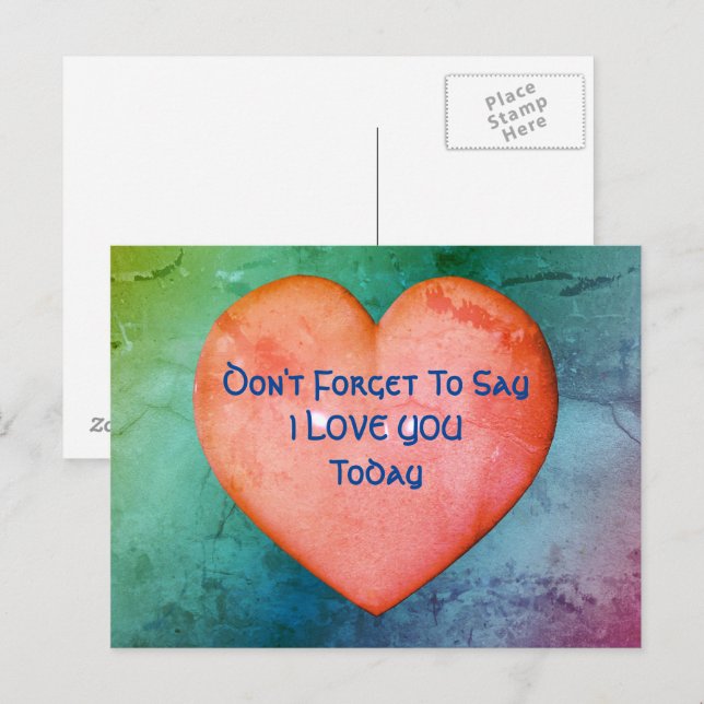 Dis que je t'aime Carte postale Coeur Rose (Devant / Derrière)