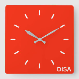 Disa Red color name Quadratische Wanduhr