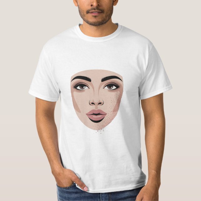 Disappearing Beauty – Modern Minimal Face Art T-Shirt (Vorderseite)