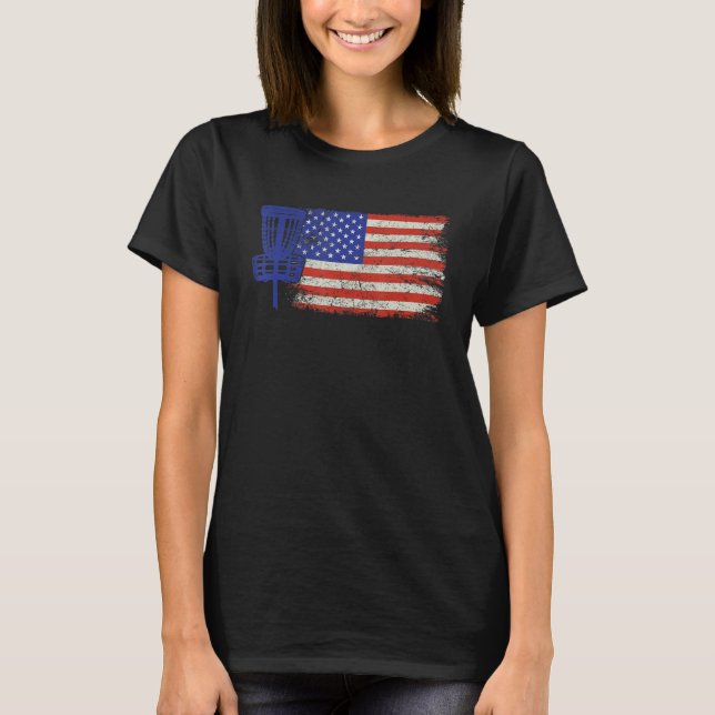 Disc Golf American Flag erschüttert US-Disk Golfe T-Shirt (Vorderseite)