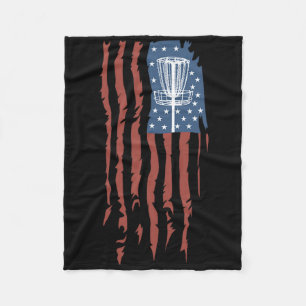 Disc Golf Amerikanische Flagge Retro Frisbee Sport Fleecedecke