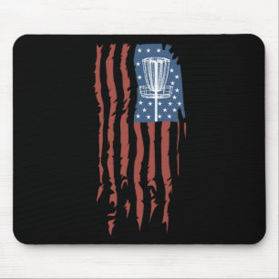Disc Golf Amerikanische Flagge Retro Frisbee Sport Mousepad