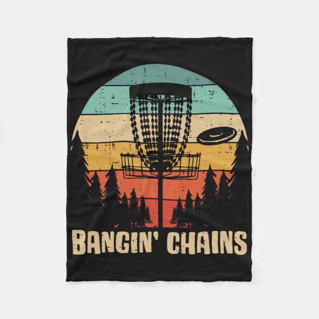 Disc Golf Bangin Chains Retro Frisbee Golfer Frolf Fleecedecke (Vorderseite)