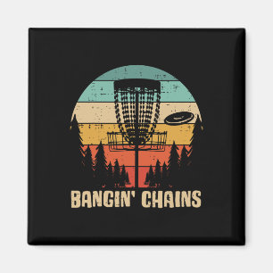 Disc Golf Bangin Chains Retro Frisbee Golfer Frolf Magnet