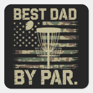 Disc Golf Frisbee Bester Vater Par Camo US-Flagge Quadratischer Aufkleber