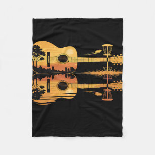 Disc Golf Gitarre Sonnenuntergang Natur Reflexion Fleecedecke