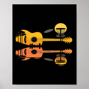 Disc Golf Gitarre Sonnenuntergang Natur Reflexion Poster
