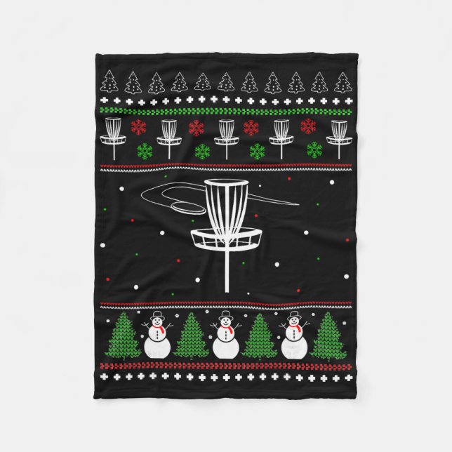 Disc Golf hässlicher Weihnachtspullover Pyjama-Ges Fleecedecke (Vorderseite)