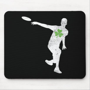 Disc Golf Liebhaber Grüner Shamrock Blatt St Patri Mousepad