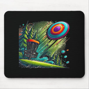 Disc-Golf-Motiv, Retro-Stil Disc-Golf-Skizzen-Desi Mousepad