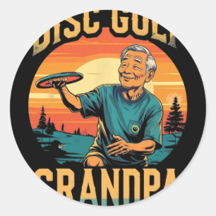 Disc Golf Opa – Lustiges Retro-Sportdesign für Runder Aufkleber