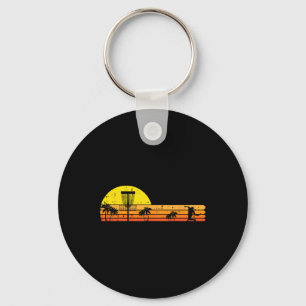Disc Golf Palmen Retro Frisbee Frolf Sport Männer Schlüsselanhänger
