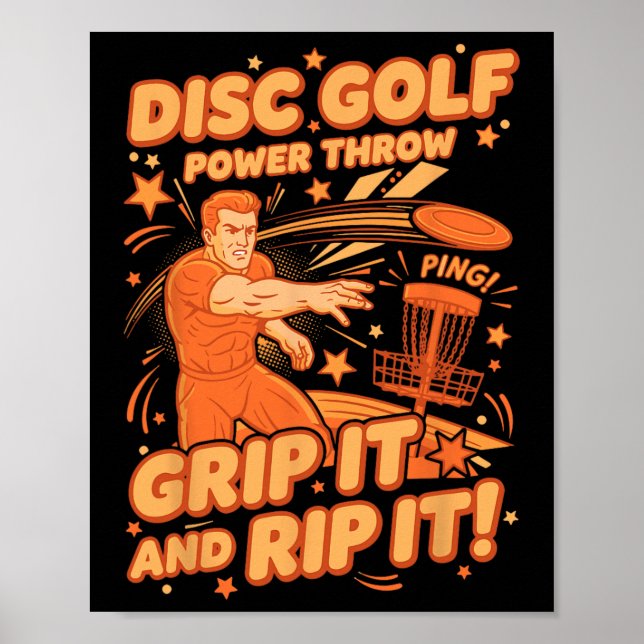 Disc Golf Power Throw Grip It And Rip It Lustig Di Poster (Vorne)
