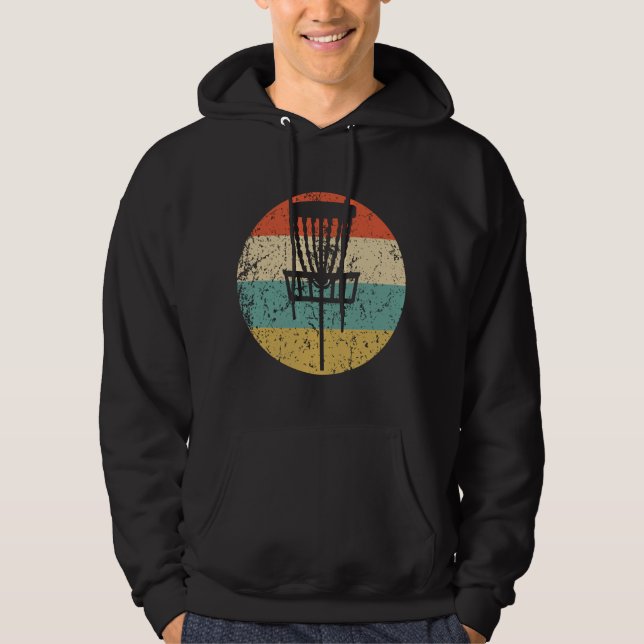 Disc-Golf-Retro Disc-Golf-Korb Hoodie (Vorderseite)