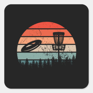 Disc Golf Retro Quadratischer Aufkleber