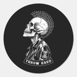 Disc-Golf-Spieler Punk Rock Totenkopf Mohawk Wirf Runder Aufkleber