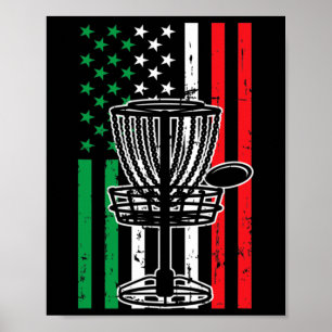 Disc Golf T Italien Flagge USA-Flagge Disc Golfer Poster