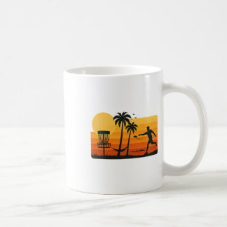 Disc Golf Tropischer Sonnenuntergang Palmen Strand Kaffeetasse