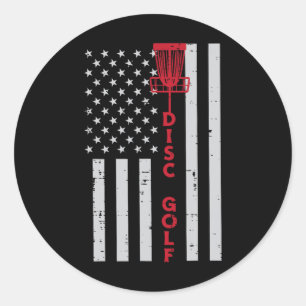 Disc Golf Us Flag Frisbee Frolf Patriotic Men Wome Runder Aufkleber