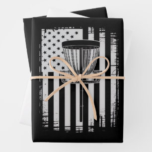 Disc Golf USA Flagge Golfer Golf Sportliebhaber Geschenkpapier Set