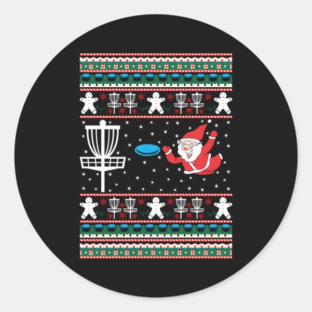Disc Golf zu fröhlichen Discmas Runder Aufkleber (Vorderseite)