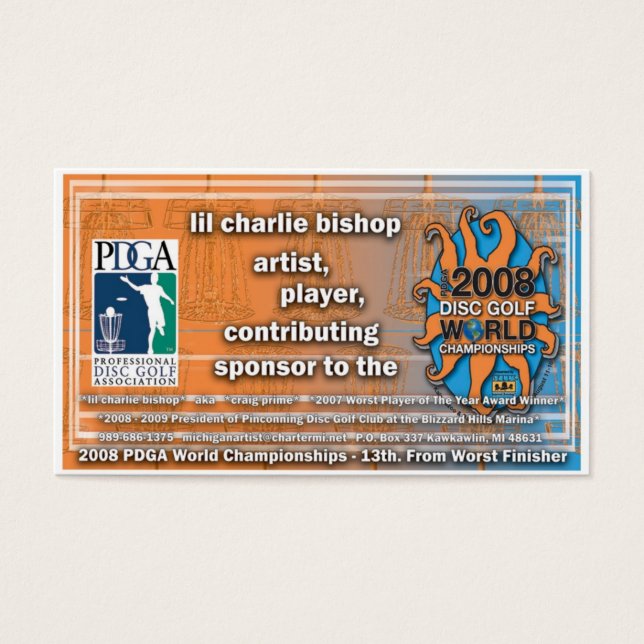 Disc Golfer Craig Prime's WORLDS 2008 Debüt (Vorderseite)