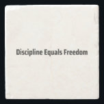 Discipline Equals Freedom Minimalist Typewriter Steinuntersetzer<br><div class="desc">Protect your base. Sandstone coaster with high-contrast typewriter typography to keep your workspace clean and your mind on the mission.</div>