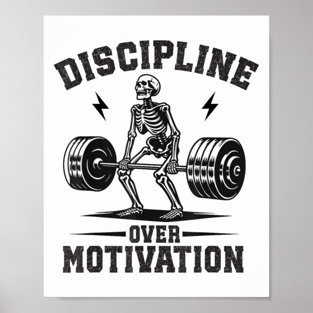 Discipline Over Motivation Gym Motivational Traini Poster (Vorne)