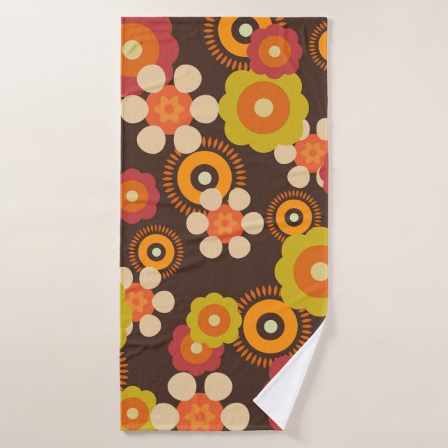 Disco 70er 60er Retro Blume Pop Kultur Badehandtuch (Badehandtuch)