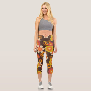 Disco 70er 60er Retro Blume Pop Kultur Capri Leggings