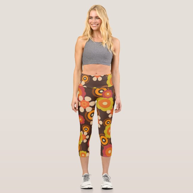 Disco 70er 60er Retro Blume Pop Kultur Capri Leggings (Vorderseite)
