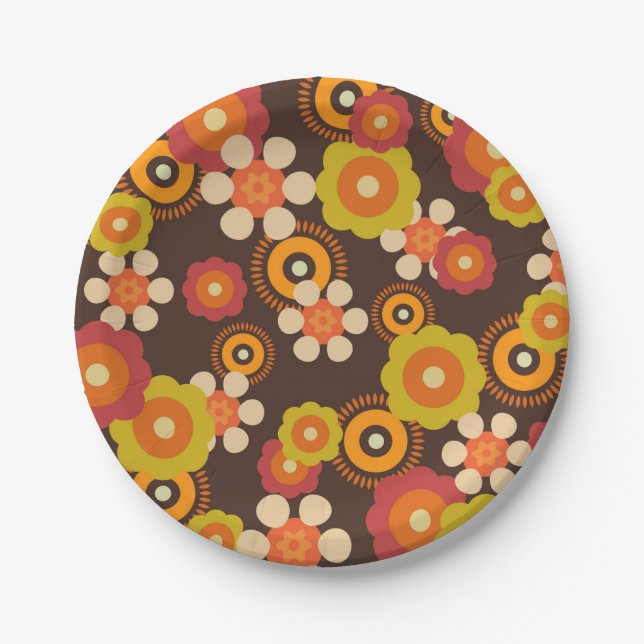Disco 70er 60er Retro Blume Pop Kultur Pappteller (Vorderseite)